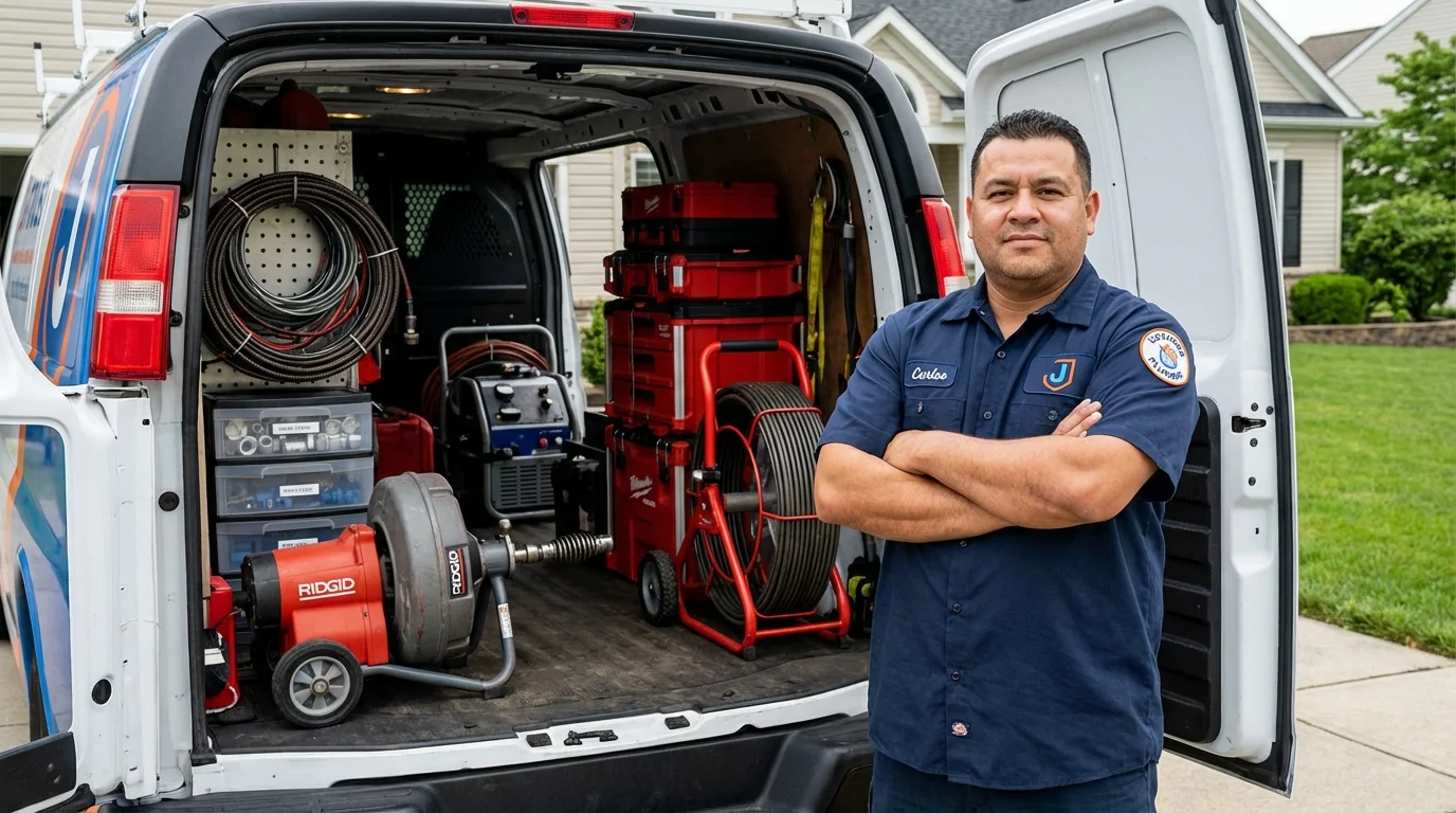 Professional drain cleaning equipment and Johns Plumbing LLC plumber in Pocomoke City