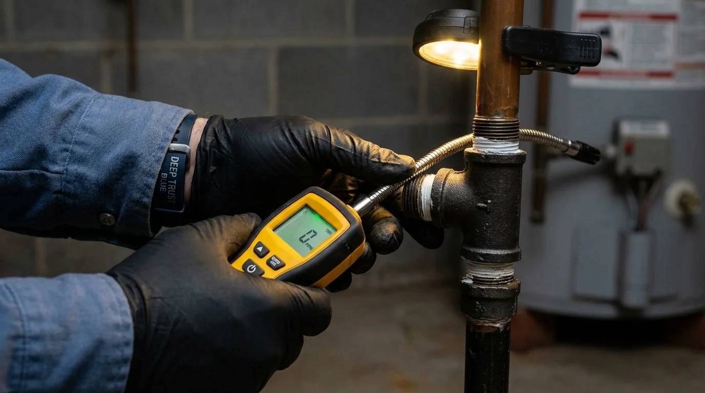 Gas leak detection with electronic sniffer by Johns Plumbing LLC in Pocomoke City