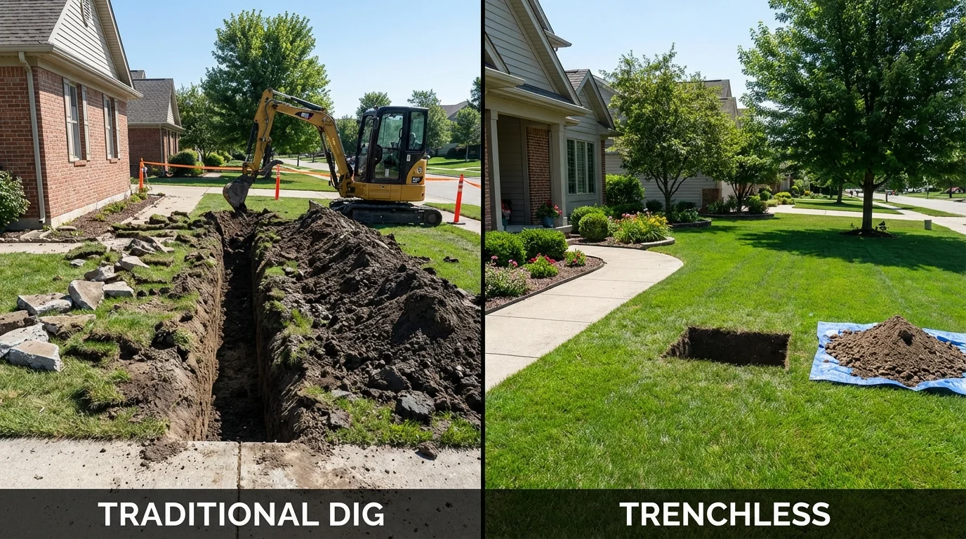 Trenchless sewer repair with minimal yard damage versus traditional excavation in Pocomoke City, MD